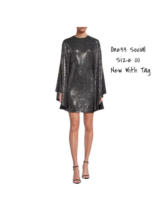 One33 Social Dresses & Skirts - One33 Social Shimmer Circle Minidress Silver Size 00 New With Tag